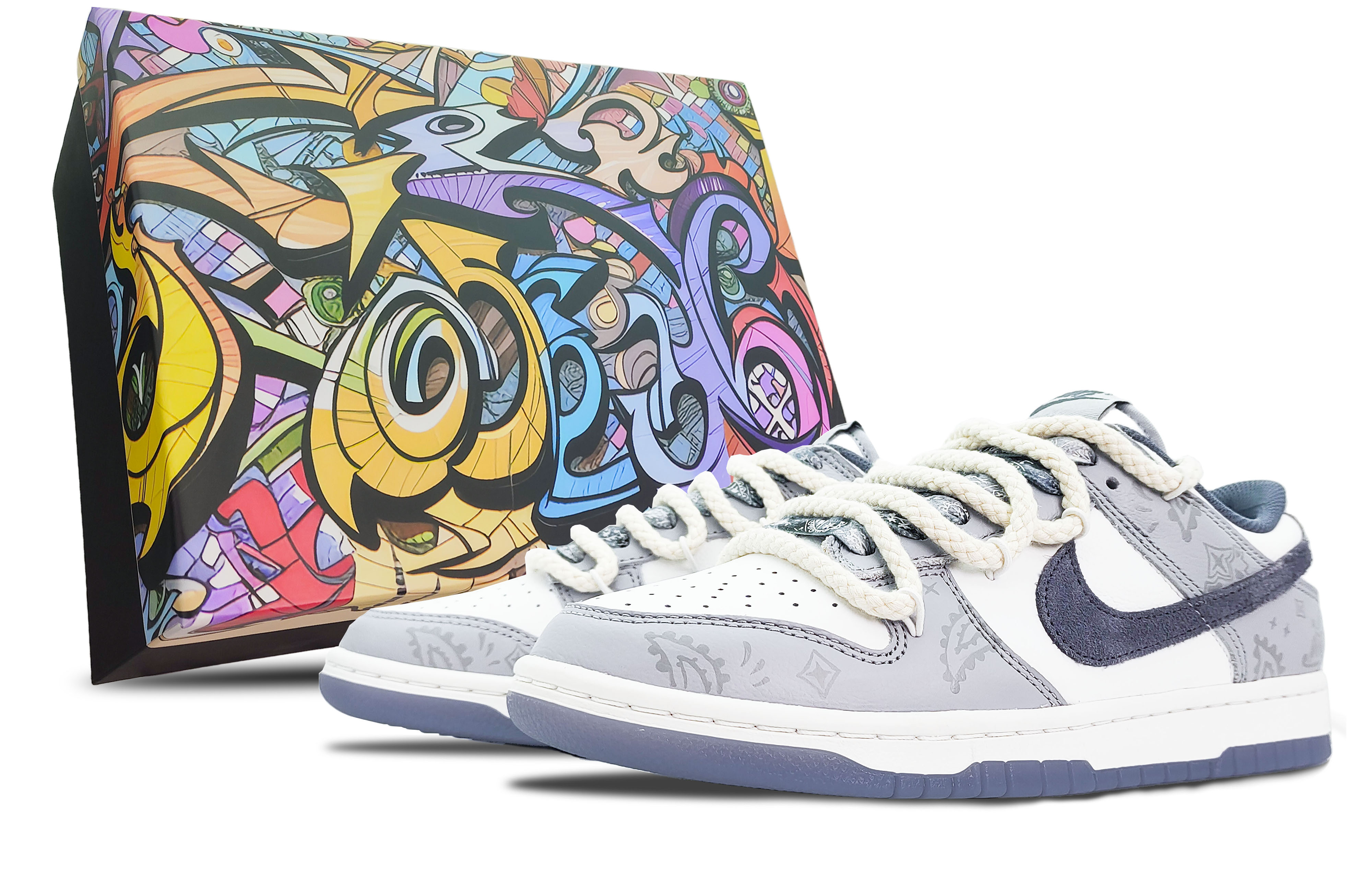 Кроссовки мужские Nike Dunk Slip-Resistant Low-Top белые/серые, 44.5 EU