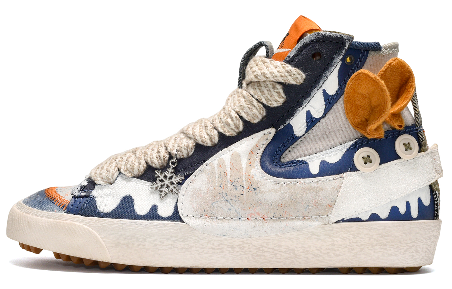 Спортивные кеды женские Nike Blazer CUS ID High-Top белые, синие, коричневые, 36.5 EU