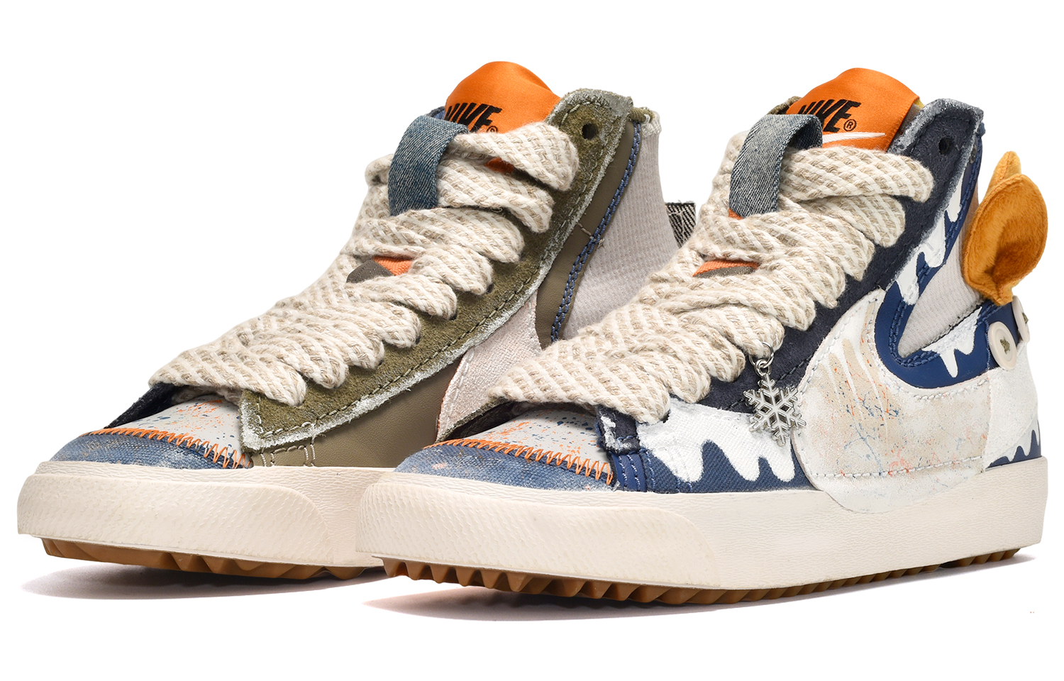 Спортивные кеды женские Nike Blazer CUS ID High-Top белые, синие, коричневые, 36.5 EU