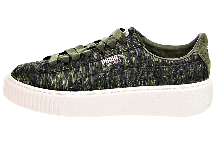 Кеды женские PUMA Basket Platform зеленые, белые