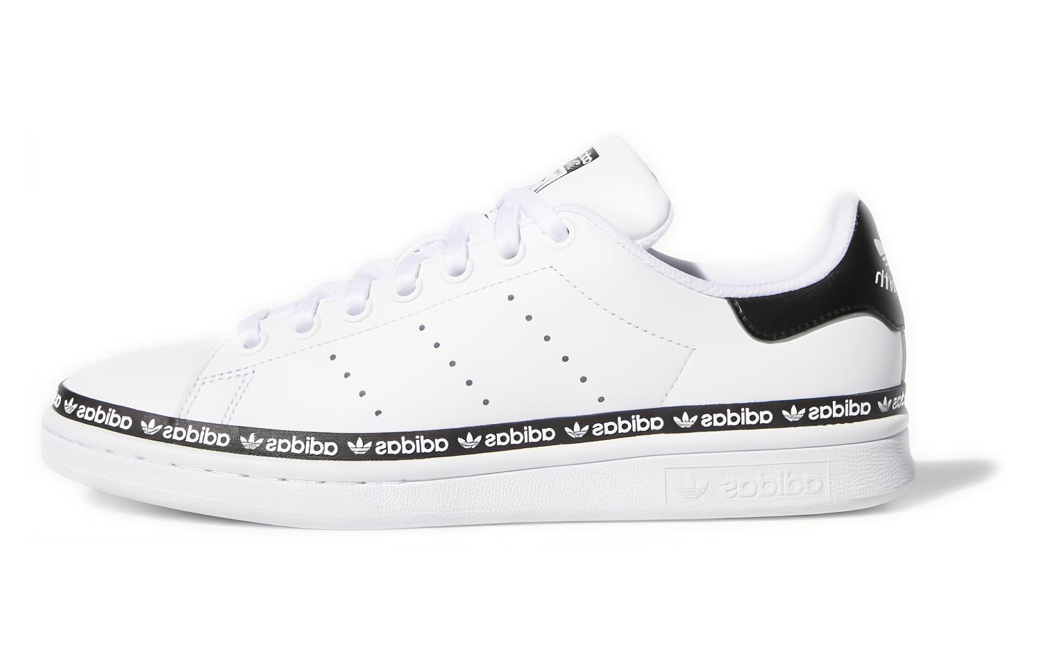 Кеды женские Adidas Originals Stan Smith Branding Strip белые-черные, 38 2/3 EU