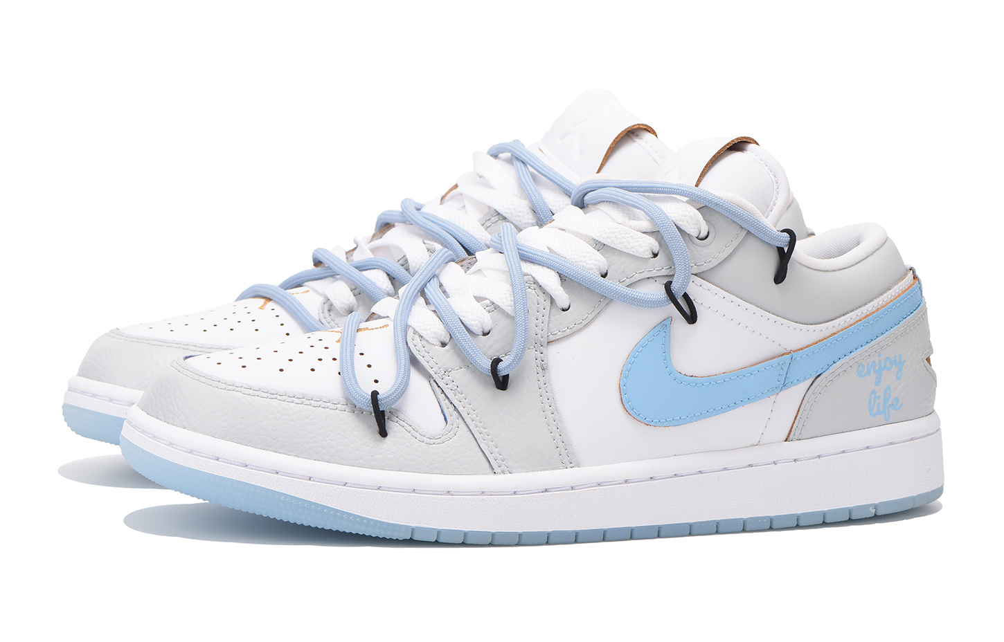 Кеды мужские Jordan Air Jordan 1 Low-Top серо-голубые, 44 EU