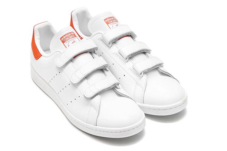 Кроссовки мужские Adidas Originals StanSmith Velcro белые, оранжевые, 42 EU
