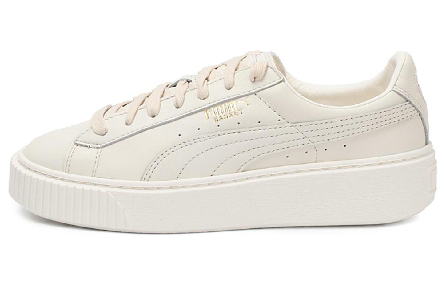Кеды женские PUMA Basket Platform Patent Leather белые-бежевые, 38 EU