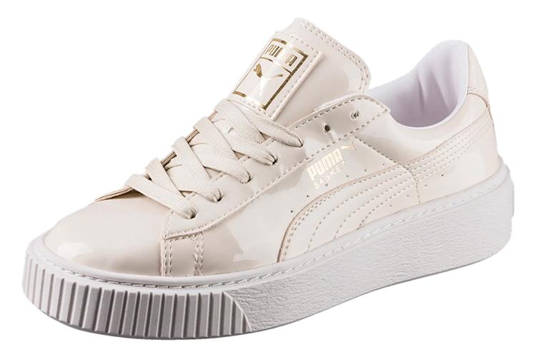 Кеды женские PUMA Basket Platform Patent Leather белые-бежевые, 38 EU