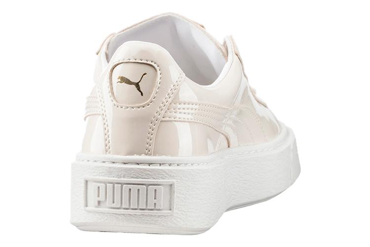 Кеды женские PUMA Basket Platform Patent Leather белые-бежевые, 38 EU