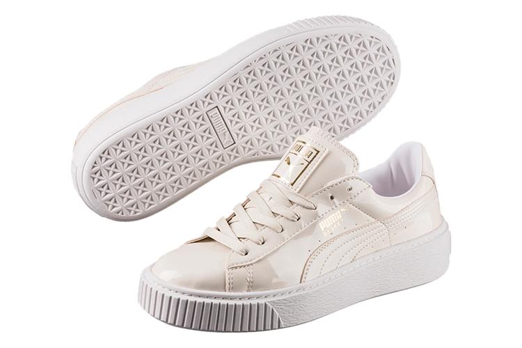 Кеды женские PUMA Basket Platform Patent Leather белые-бежевые, 38 EU