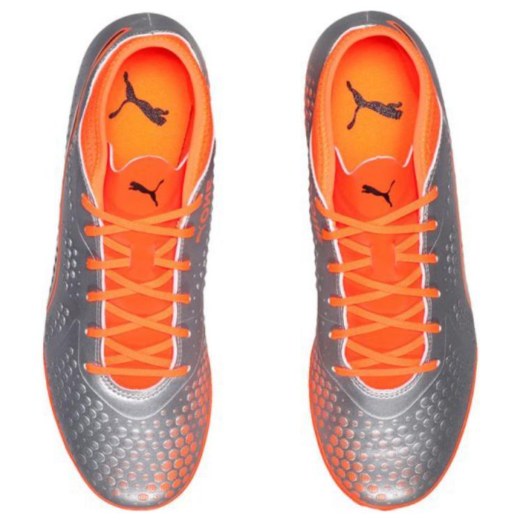Футбольные бутсы мужские PUMA One 4 Syn TT серебристо-оранжевые, 44.5 EU