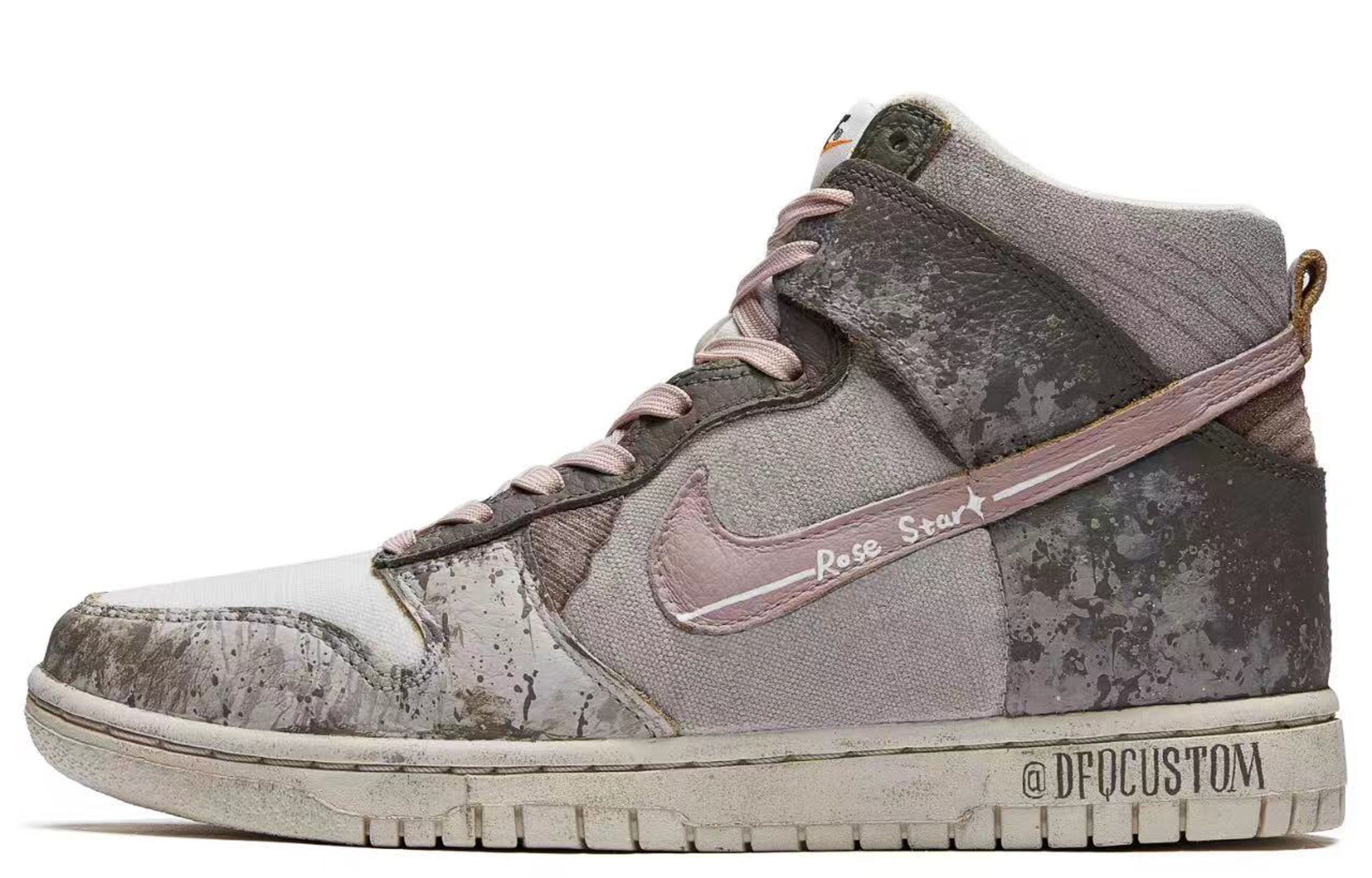 Спортивные кеды женские Nike Dunk ADCDAVINCI Custom серые и белые, 37.5 EU