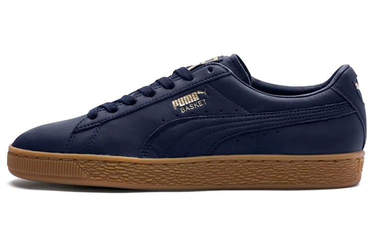 Кроссовки унисекс PUMA Basket Classic Gum Deluxe Low Top синие, золотые, 43 EU