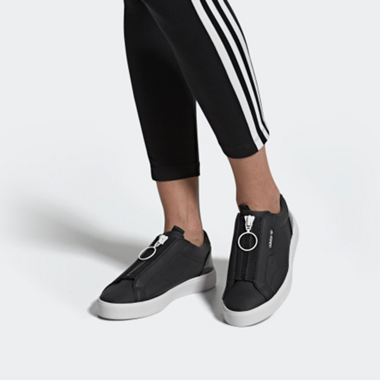 Кеды женские Adidas Originals Sleek Zip черные, белые, 36 2/3 EU