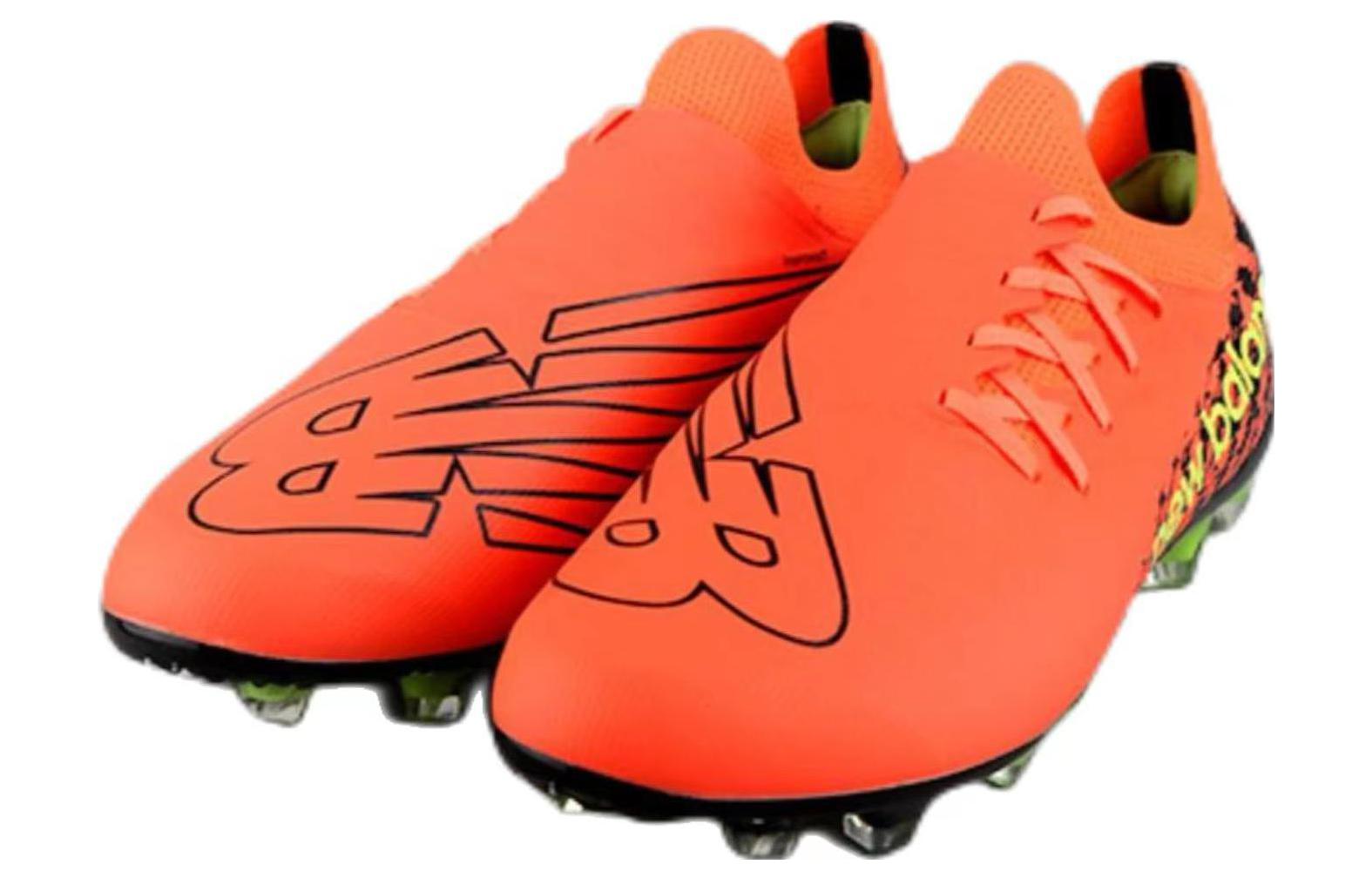 Футбольные бутсы мужские New Balance Furon V7 оранжево-неоново-зелёные, 44 EU