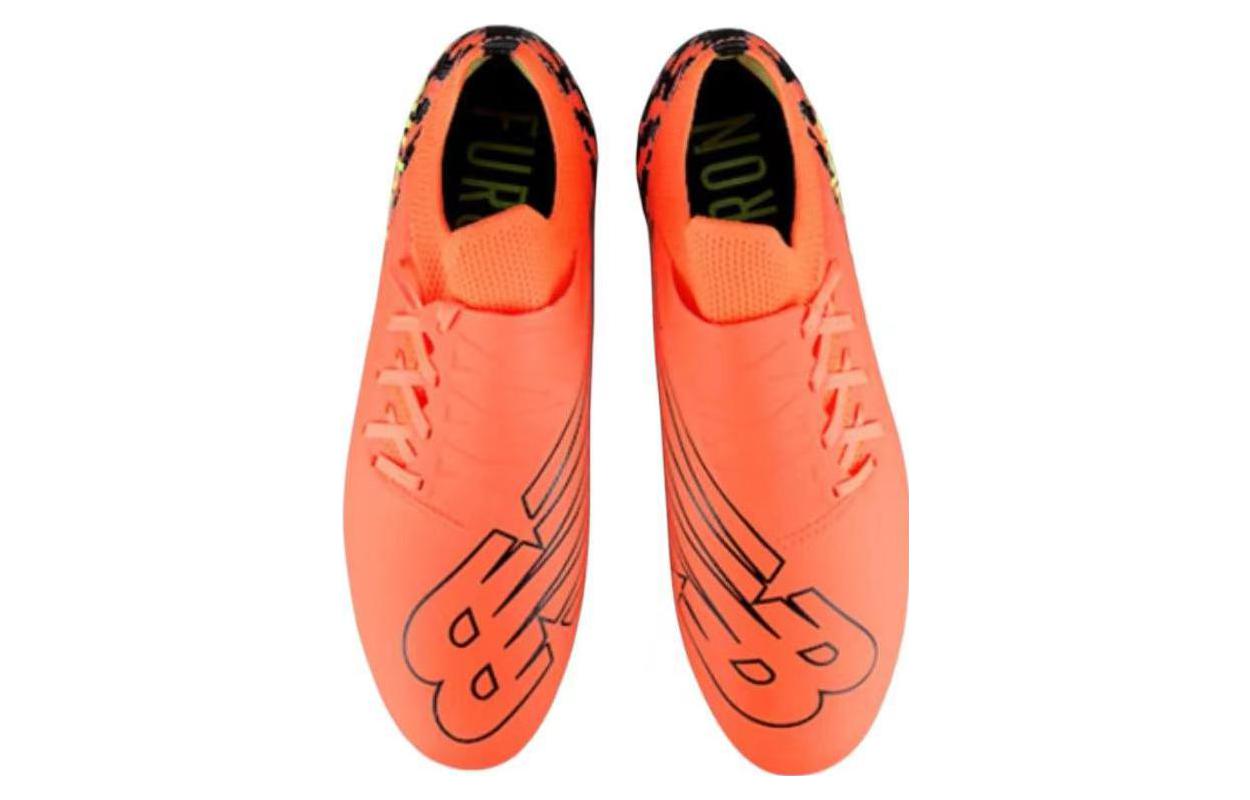 Футбольные бутсы мужские New Balance Furon V7 оранжево-неоново-зелёные, 44 EU