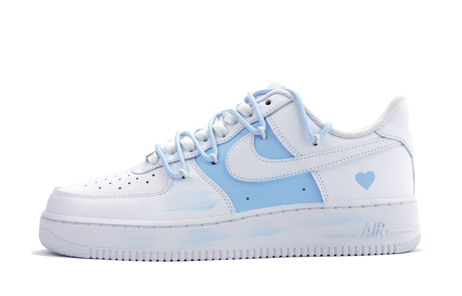 Кеды женские Nike Air Force 1 Low GS белые с голубым, 40.5 EU