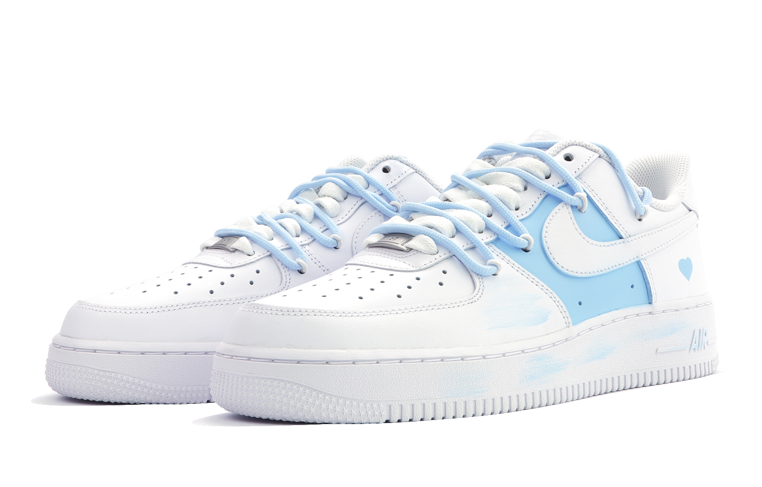 Кеды женские Nike Air Force 1 Low GS белые с голубым, 40.5 EU
