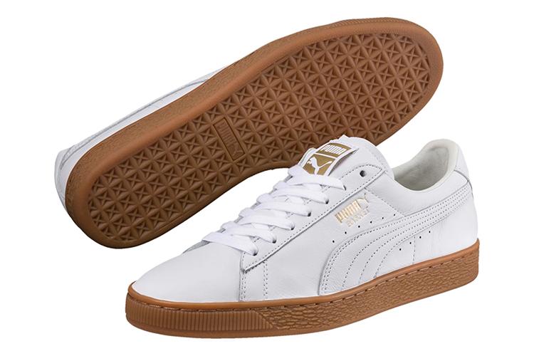 Кроссовки мужские PUMA Basket Classic Gum Deluxe белые золотые, 42 EU