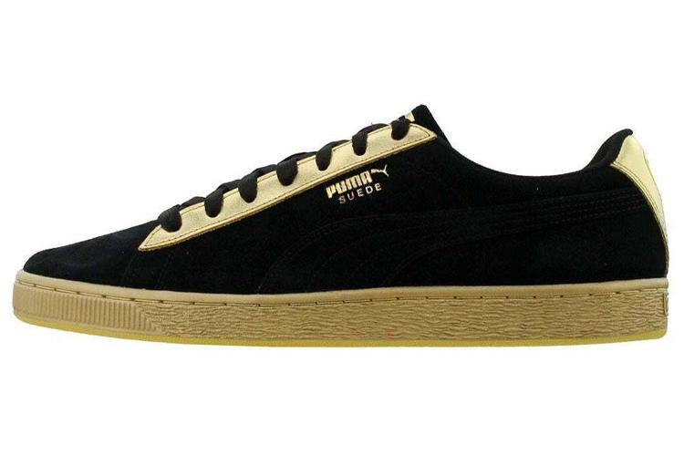 Кроссовки мужские PUMA Suede Classic Metallic черные/золотые, 36 EU