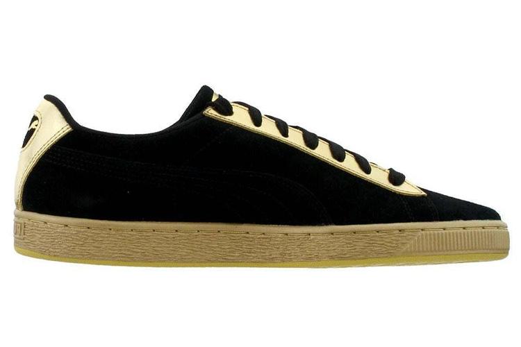 Кроссовки мужские PUMA Suede Classic Metallic черные/золотые, 36 EU