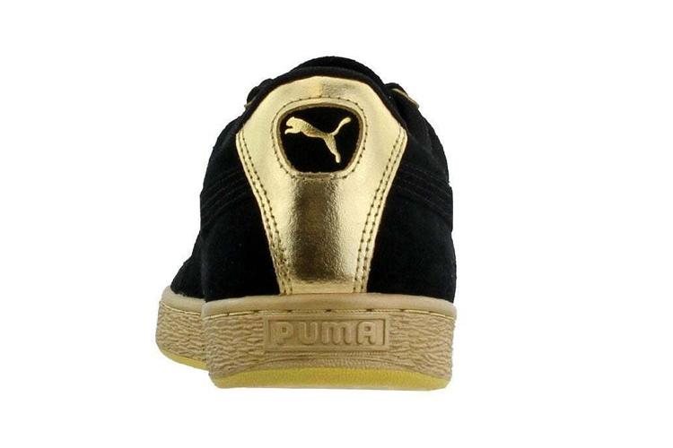 Кроссовки мужские PUMA Suede Classic Metallic черные/золотые, 36 EU