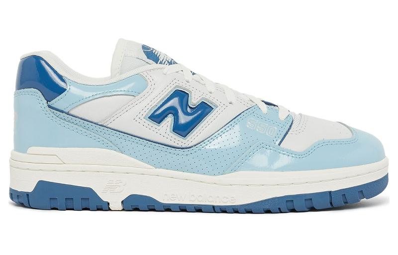 Спортивные кеды мужские New Balance 550 Patent Leather Pack Chrome Blue, blue white, 38 EU