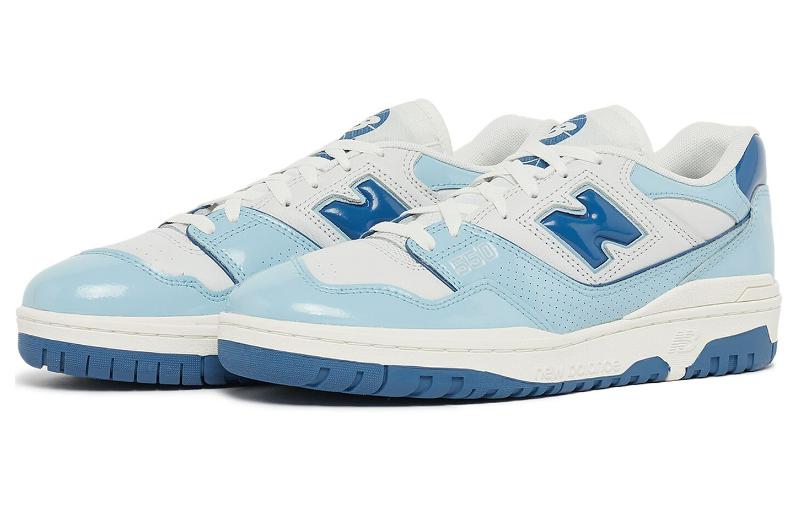Спортивные кеды мужские New Balance 550 Patent Leather Pack Chrome Blue, blue white, 38 EU