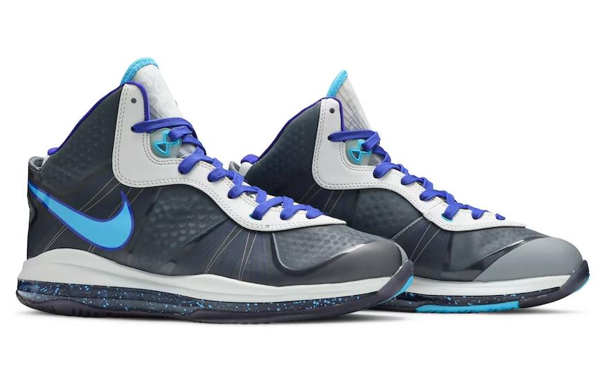 Кроссовки мужские Nike LeBron 8 V2 серые-голубые, 43 EU