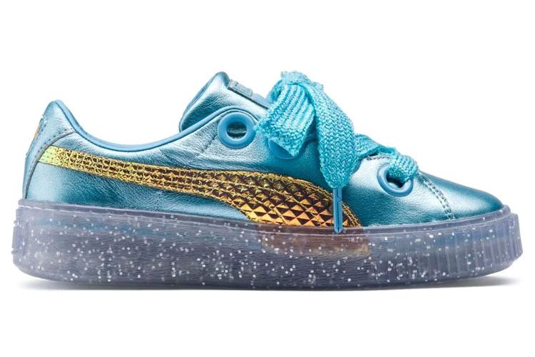 Кеды женские PUMA Platform Glitter Princess синий-золотой, 38 EU
