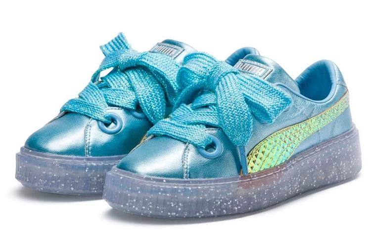 Кеды женские PUMA Platform Glitter Princess синий-золотой, 38 EU