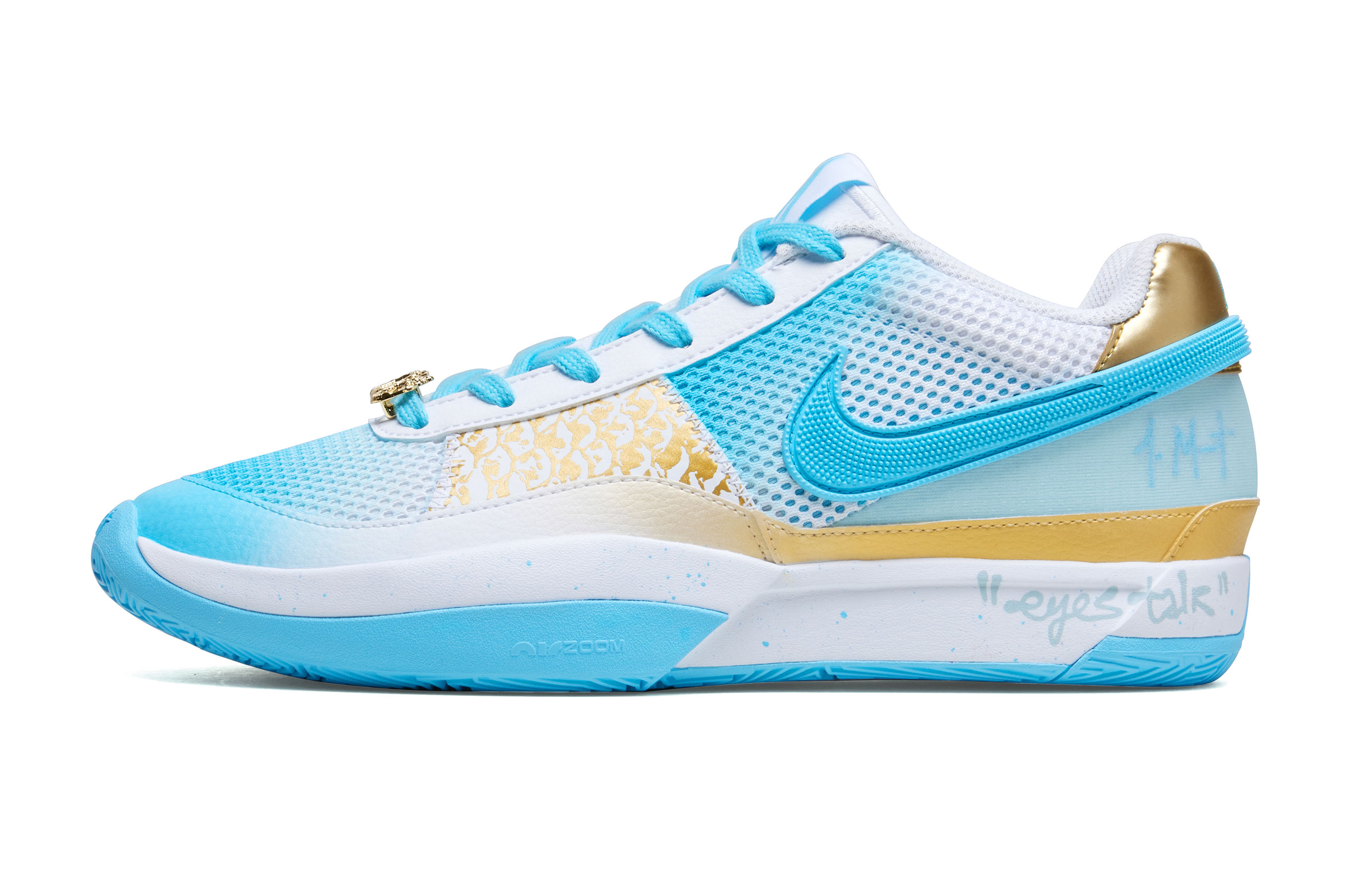 Кроссовки мужские Nike Ja Morant 1 бело-голубые и золотые