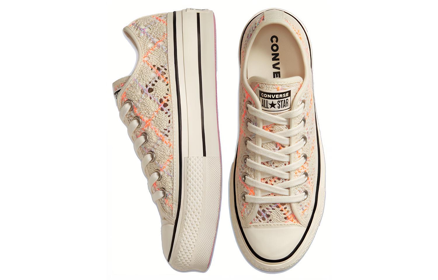 Кеды женские Converse Chuck Taylor All Star Low Boho Crochet, cream-orange, 39.5 EU