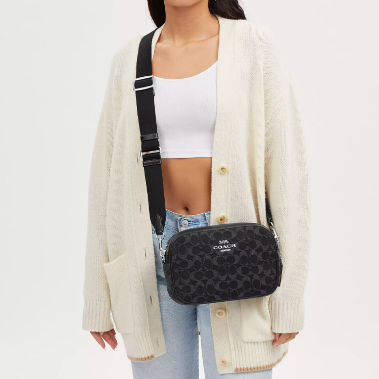Сумка женская COACH Jamie Denim With Leather Camera Bag черная
