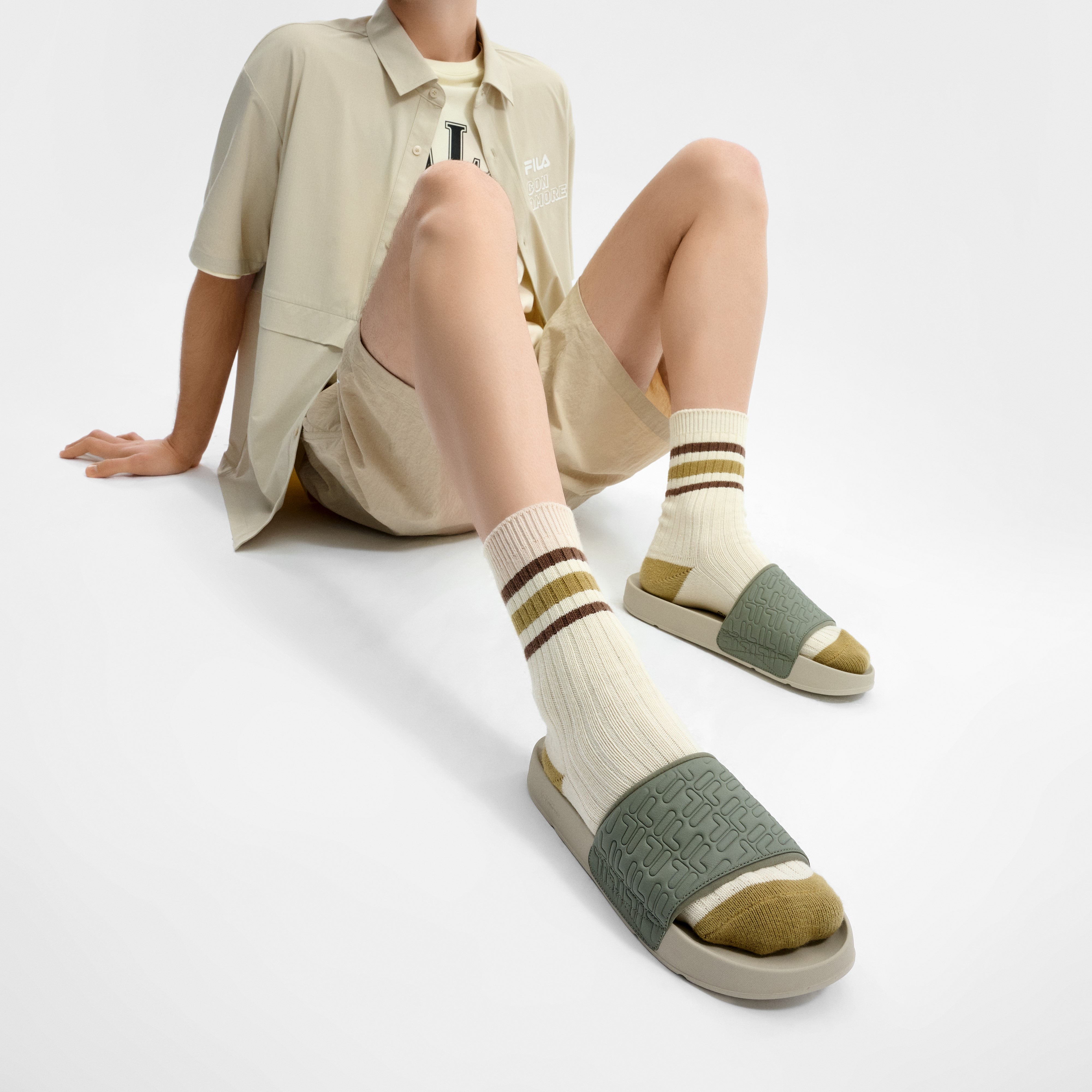 Шлепанцы мужские FILA DRIFTER ветивер зелёный, 44.5 EU