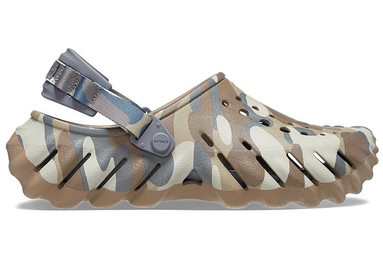 Шлепанцы унисекс Crocs Echo Redux Clog камуфляж серо-зелёный, 38-39 EU