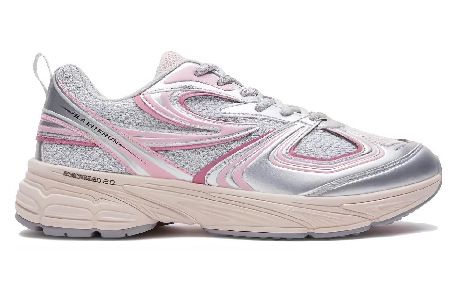 Кроссовки унисекс FILA Interrun Cushioning серебристо-розовые, 250 EU
