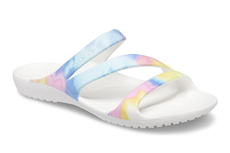 Шлепанцы женские Crocs Swiftwater Sandal Multi Color Tie Dye белые, 39-40 EU