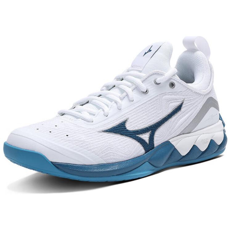 Кроссовки унисекс Mizuno Wave Luminous 2 бело-синие, 46 EU