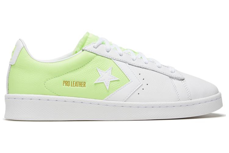 Кроссовки унисекс Converse Pro Leather Low белые с неоново-зеленым, 44.5 EU