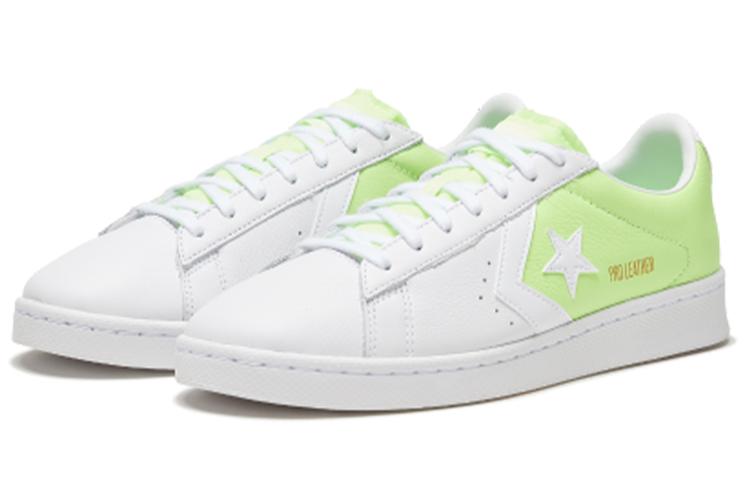 Кроссовки унисекс Converse Pro Leather Low белые с неоново-зеленым, 44.5 EU