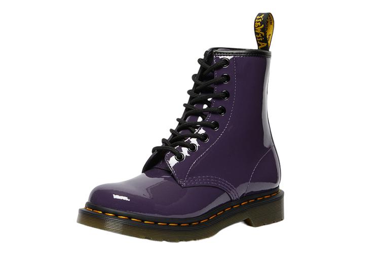 Ботинки женские Dr. Martens Lens Patent Leather 8 черно-фиолетовые, 36 EU