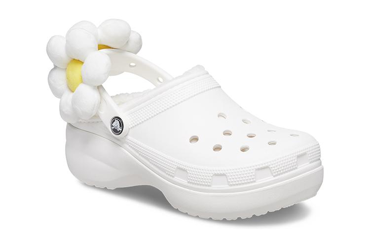 Шлепанцы женские Crocs Classic Flower белые, 38-39 EU