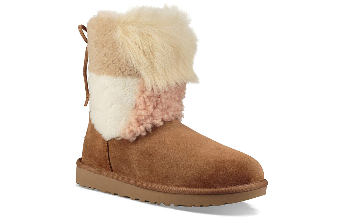Снежные сапоги женские UGG Classic Short Patchwork Fluff, 36 EU