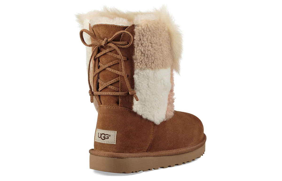 Снежные сапоги женские UGG Classic Short Patchwork Fluff, 36 EU