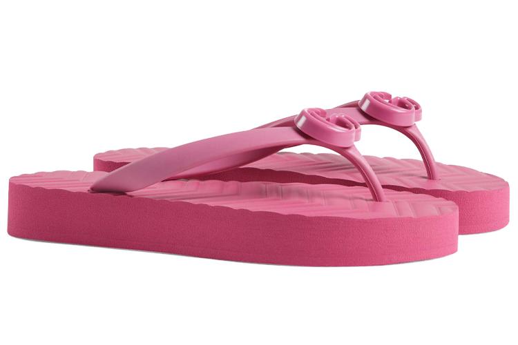 Шлепанцы женские GUCCI Chevron Thong Sandal Pink, 38 EU