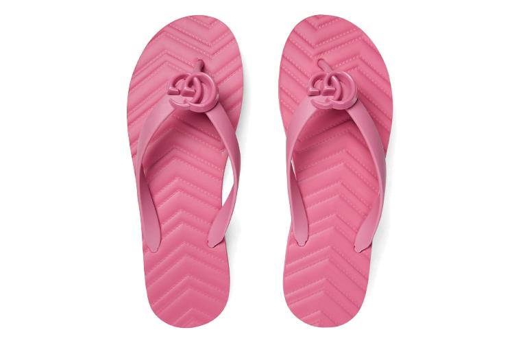 Шлепанцы женские GUCCI Chevron Thong Sandal Pink, 38 EU
