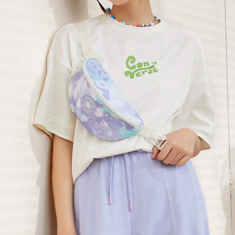 Сумка унисекс Converse Sling Bag Crossbody Bag светло голубая и фиолетовая