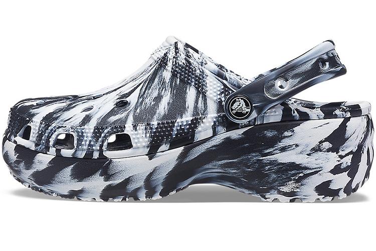 Шлепанцы женские Crocs Classic Platform Marbled Clog черные, белые, 38-39 EU