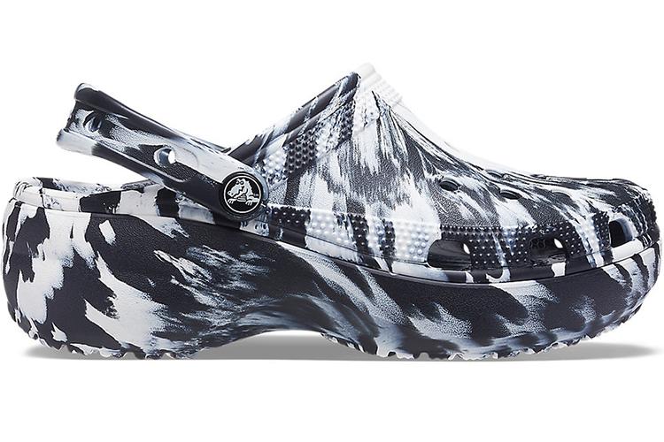 Шлепанцы женские Crocs Classic Platform Marbled Clog черные, белые, 38-39 EU