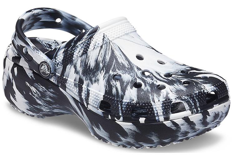 Шлепанцы женские Crocs Classic Platform Marbled Clog черные, белые, 38-39 EU