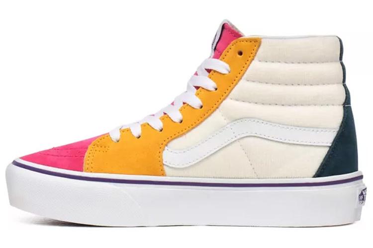Кеды женские Vans SK8 Hi Platform 2.0 белые, желтые, красные
