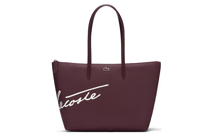 Сумка женская LACOSTE PVC Tote Bag бордовая, Large EU